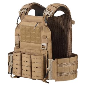 Breathable Adjustable Beige Tactical Weight Training Plate Carrier Quick Release MOLLE Outdoor Training Vests