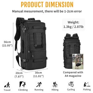 DOMELCO GROUP 50L Tactical 3-Way Military MOLLE Assault Backpack Modular WR Bag Lightweight Waterproof Durable Backpack