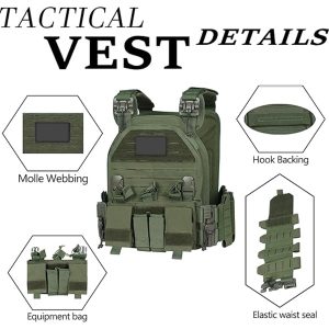 Breathable Quick Release Adjustable MOLLE Airsoft Tactical Vest Durable 500D Nylon Lightweight Design