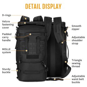 DOMELCO GROUP 50L Tactical 3-Way Military MOLLE Assault Backpack Modular WR Bag Lightweight Waterproof Durable Backpack