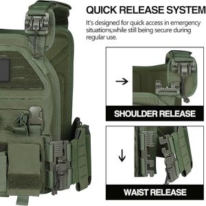 Breathable Quick Release Adjustable MOLLE Airsoft Tactical Vest Durable 500D Nylon Lightweight Design