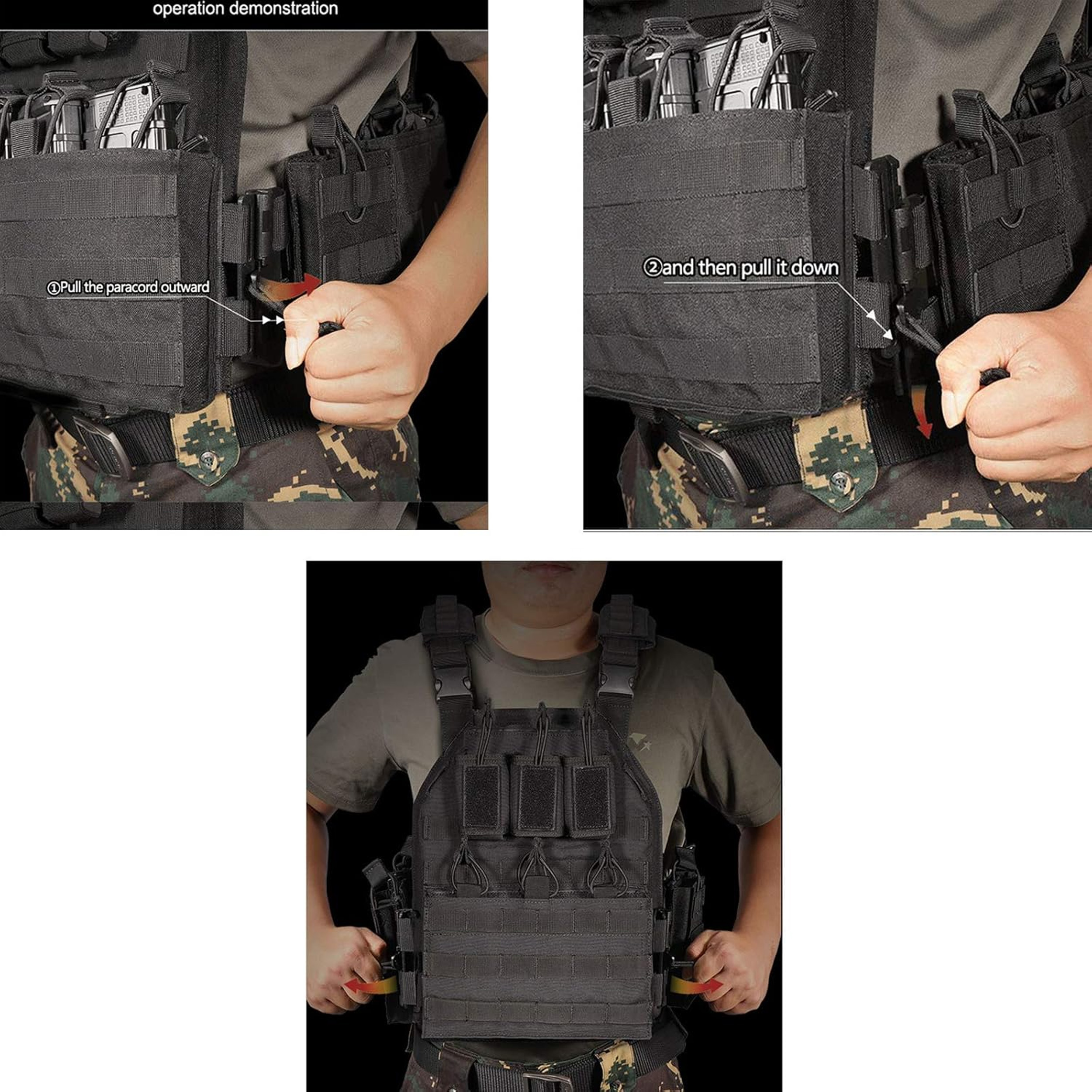 Breathable Lightweight Adjustable Tactical Vest Modular Plate Carrier Quick Release 1000D Nylon Molle System