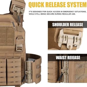 Breathable Adjustable Beige Tactical Weight Training Plate Carrier Quick Release MOLLE Outdoor Training Vests