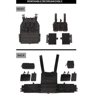 Breathable Lightweight Adjustable Tactical Vest Modular Plate Carrier Quick Release 1000D Nylon Molle System