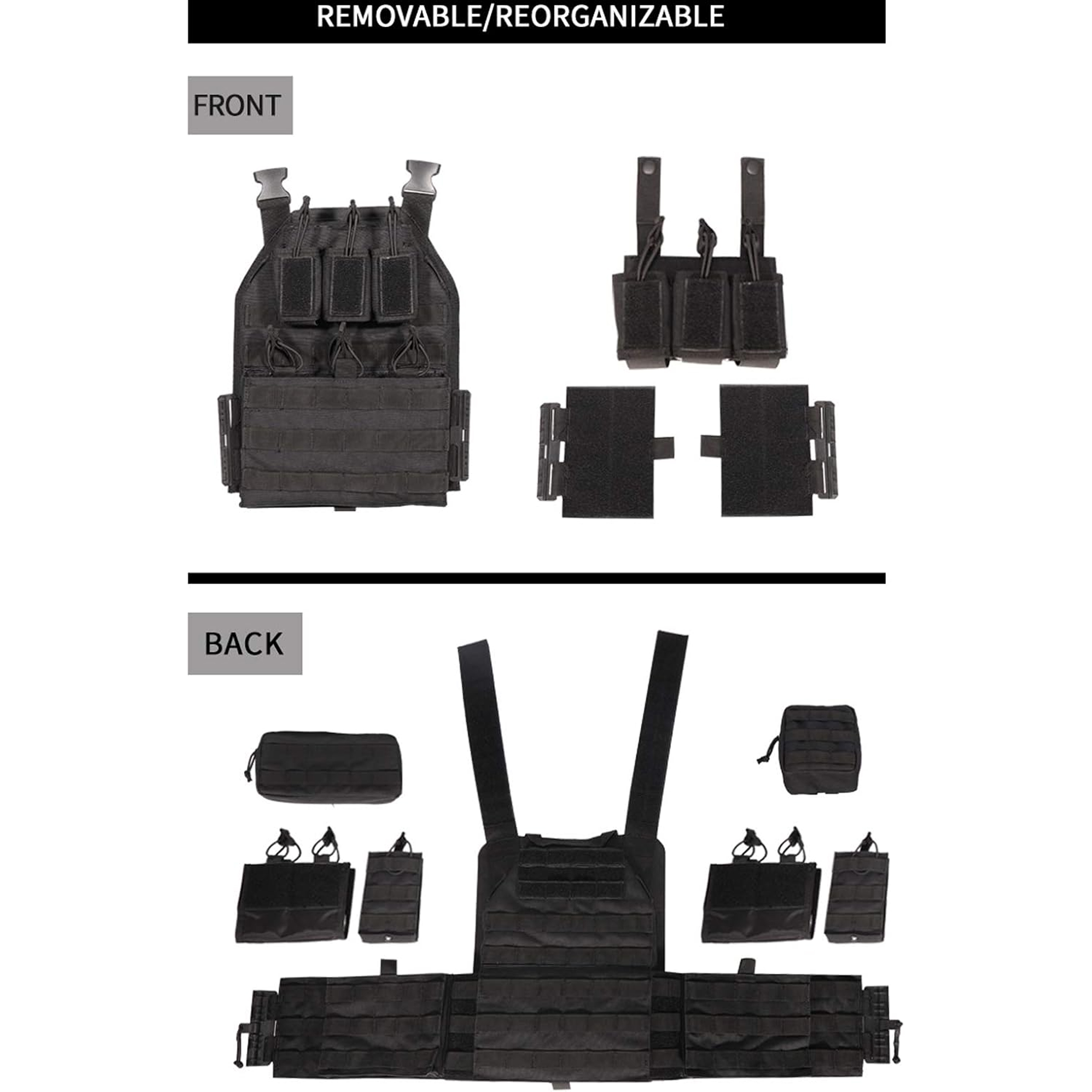 Breathable Lightweight Adjustable Tactical Vest Modular Plate Carrier Quick Release 1000D Nylon Molle System Breathable Lightweight Adjustable Tactical Vest Modular Plate Carrier Quick Release 1000D Nylon Molle System