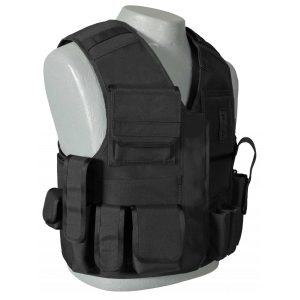 Durable and breathable tactical vest made from Cordura polyester, featuring multiple gear pouches, waterproof protection, and plate carrier compartments for enhanced versatility and performance.