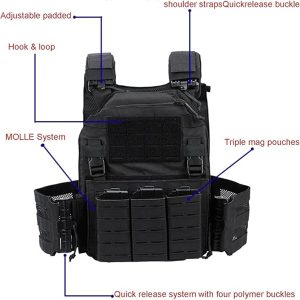 Breathable Adjustable Tactical Vest Weight Training Plate Carrier Quick Release MOLLE System Nylon Outdoor Sports Fitness Gear