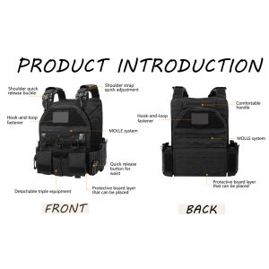 Breathable Quick Release Adjustable MOLLE Airsoft Tactical Vest Durable 500D Nylon Lightweight Design