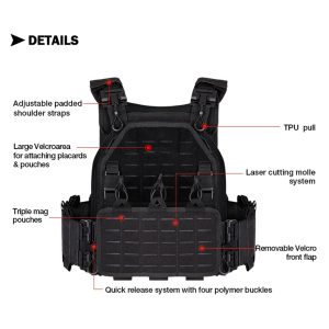 Breathable Lightweight Adjustable Tactical Quick Release 1000D Plate Carrier Modular Outdoor Carrier Vest