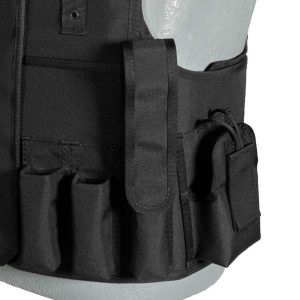 Durable and breathable tactical vest made from Cordura polyester, featuring multiple gear pouches, waterproof protection, and plate carrier compartments for enhanced versatility and performance.