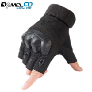 DOMELCO GROUP Leather Hard Knuckle Half Finger Gloves – Tactical Paintball & Outdoor Sports Gloves